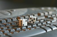 dice on keyboard